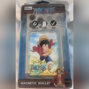 Onepiece Magnetic Wallet for iPhone - Red and Blue Luffy Running Design